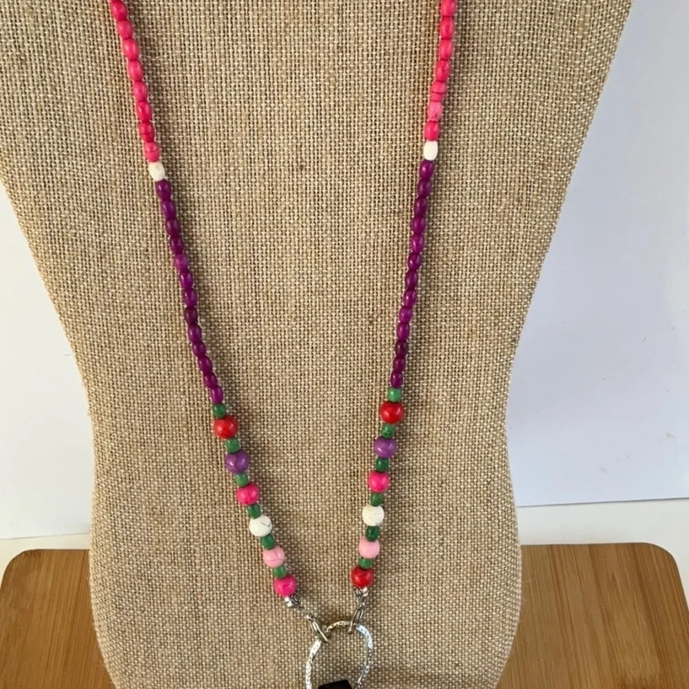 Hand Crafted Eyeglass Face Mask Holder Beaded Pink Purple White Green Silver